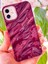 Apple iPhone 11 Kılıf Parlak Kabartmalı Dalga Tasarımlı Desenli Mürdüm Darbe Emici Silikon Kapak 5