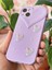 Apple iPhone 13 Kılıf Kalpli Inci Desenli Kalp Kamera Tasarımlı Lila Kamera Korumalı Silikon Kapak 3