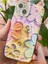 Apple iPhone 13 Kılıf Renk Değiştiren Taşlı Kamera Lens Korumalı Pembe Çiçek Desenli Darbe Emici Kapak 2