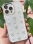 Apple iPhone 14 Pro Kılıf Fiyonk Desenli Şeffaf Simli Gümüş Kamera Çıkıntılı Parlak Kapak 4
