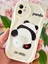 Apple iPhone 12 Uyumlu Kılıf Tasarımlı Desenli Kamera Korumalı Panda Beyaz Püsküllü Silikon Kapak 1