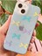 Apple iPhone 13/14 Uyumlu Kılıf Mavi Simli Renkli Fiyonk Desenli Parlak Darbe Emici Kapak 5