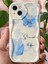 Apple iPhone 13 Kılıf Kamera Korumalı Silikon Mavi Kelebek Desenli Dalga Kenarlı Kapak 2