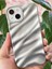 Apple iPhone 13/14 Kılıf Parlak Kabartmalı Dalga Tasarımlı Desenli Gümüş Darbe Emici Silikon Kapak 3