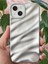 Apple iPhone 13/14 Kılıf Parlak Kabartmalı Dalga Tasarımlı Desenli Gümüş Darbe Emici Silikon Kapak 4