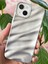 Apple iPhone 13/14 Kılıf Parlak Kabartmalı Dalga Tasarımlı Desenli Gümüş Darbe Emici Silikon Kapak 5