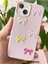 Apple iPhone 13/14 Kılıf Kamera Çıkıntılı Deri Dokuku Fiyonk Desenli Pembe Yumuşak Silikon Kapak 1