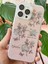 Apple iPhone 15 Pro Max Uyumlu Kılıf Simli Beyaz Gül Desenli Renkli Parlak Darbe Emici Kapak 1