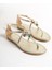 Dora Altın Metalik Taşlı Parmak Arası Kadın Sandalet 1