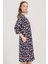 Kadın Büyük Beden Kapri Kol Fermuarlı Lacivert Ev Elbisesi C7T2N1O904 3