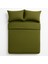 Çift Kişilik Pamuk Nevresim Takımı 200 x 220 cm , Lastikli Çarşaflı Set, Zeytin Yeşili 3