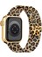 Apple Watch 3 4 5 6 7 8 9 Se 38 40 41MM Paslanmaz Hasır Örgü Metal Milano Kordon Leopar Desenli 2
