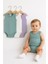 3’lü Fitilli Yeşil-Beyaz-Lila Bebek Zıbın Seti %100 Pamuk Kolsuz Yazlık Body Unisex Çıtçıtlı Ribana 1