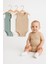 3’lü Fitilli Bej-Beyaz-Yeşil Bebek Zıbın Seti Pamuklu Kolsuz Çıtçıtlı Yazlık Body Unisex Badi Takımı 1