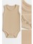 3’lü Fitilli Bej-Beyaz-Yeşil Bebek Zıbın Seti Pamuklu Kolsuz Çıtçıtlı Yazlık Body Unisex Badi Takımı 4