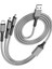 Powermaster 3 In 1 Gümüş 1.2 Metre Type-C Micro Lightning Apple iPhone Şarj Data Kablosu 5