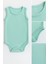 3’lü Bej-Sarı-Yeşil Bebek Zıbın Seti | Pamuklu Kolsuz Çıtçıtlı Yazlık Body | Unisex Bebek Badi 5