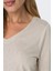 Kadın Onlelıse v Yaka Kısa Kollu T-Shirt 15257390 Bej 3