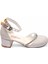 Topuklu Abiye Kız Çocuk Ayakkabı Shining Princess Series Abikyayk2405 Simli Krem 35 6