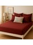 %100 Pamuk Lastikli Çarşaf Çift Kişilik Fitted Çarşaf Takımı 160X200 Cm, 2 Adet Yastık Kılıfı, Bordo 1