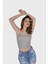 Kadın Şeffaf Askılı Gri Kaşkorse Yazlık Şık Body Crop 3