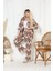 Desenli Kimono Hırkalı 2li Alt Üst Takım Bürümcük Kumaş Yazlık 2xl-6xl Oversize 1