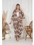 Desenli Kimono Hırkalı 2li Alt Üst Takım Bürümcük Kumaş Yazlık 2xl-6xl Oversize 3