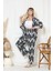 Desenli Kimono Hırkalı 2li Alt Üst Takım Bürümcük Kumaş Yazlık 2xl-6xl Oversize 4