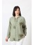 B-0158 Kolu Apoletli Gold Simli Işlemeli Desenli Keten Kadın Büyük Beden Mint Yeşili Gömlek 2
