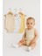 3’lü Bej-Beyaz-Sarı Bebek Zıbın Seti | Pamuklu Kolsuz Çıtçıtlı Yazlık Body | Unisex Bebek Badi 1