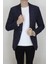 Fistan Store Erkek Lacivert Ekose Kareli Italyan Kesim Dar Kalıp Çift Düğme Kışlık Blazer Ceket 1