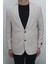 Fistan Store Erkek Krem Düz Spor Kesim Normal Kalıp Çift Düğme Çift Yırtmaçlı Blazer Ceket 2