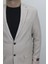 Fistan Store Erkek Krem Düz Spor Kesim Normal Kalıp Çift Düğme Çift Yırtmaçlı Blazer Ceket 3