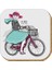 Gift Hediyelik Metal Mantar Tabanlı I Like To Ride A Bike Kedili 4'lü Bardak Altlığı Seti 2