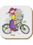 Gift Hediyelik Metal Mantar Tabanlı I Like To Ride A Bike Kedili 4'lü Bardak Altlığı Seti 3