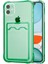 Apple iPhone 12 Mini Kılıf Darbe Emici Köşe Korumalı Kartlıklı Cüzdanlı Silikon Kapak - Yeşil 1