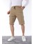 Erkek Comfort Fit Keten Bel Lastikli Cepli Kapri Şort 1