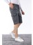 Erkek Comfort Fit Keten Bel Lastikli Cepli Kapri Şort 2