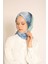 Mavi Yeşil Dalgasal Desenli Soft Eşarp - Modern ve Ferah Stil 4