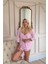 Pembe Dublin Büstiyerli Sabahlıklı Kadın Pijama Takımı 4