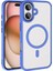 Apple Ile Uyumlu iPhone 16 Plus Kılıf Wireless Şarj Özellikli Zore Krom Magsafe Silikon Kapak Mavi 1