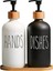 Hands Dishes Siyah Beyaz Dekoratif Mutfak Banyo Sıvı Cam Sabunluk Seti 500ML Bambu Stantlı Set 1