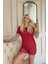 Bordo Magic Desenli Bambu Kısa Kol Şortlu Kadın Pijama Takımı 4