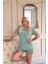 Yeşil Grateful Heart Desenli Bambu Kısa Kol Kadın Şortlu Pijama Takımı 3