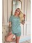 Yeşil Grateful Heart Desenli Bambu Kısa Kol Kadın Şortlu Pijama Takımı 4