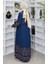 Desenli Viskon Elbise 4076-03 Petrol 5