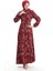 Kolu Lastikli Desenli Elbise 2046-02 Bordo 2