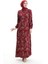 Kolu Lastikli Desenli Elbise 2046-02 Bordo 3