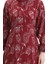 Kolu Lastikli Desenli Elbise 2046-02 Bordo 5