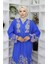 Viskon Kumaş Yarım Düğmeli Elbise 0056-04 Saks 3